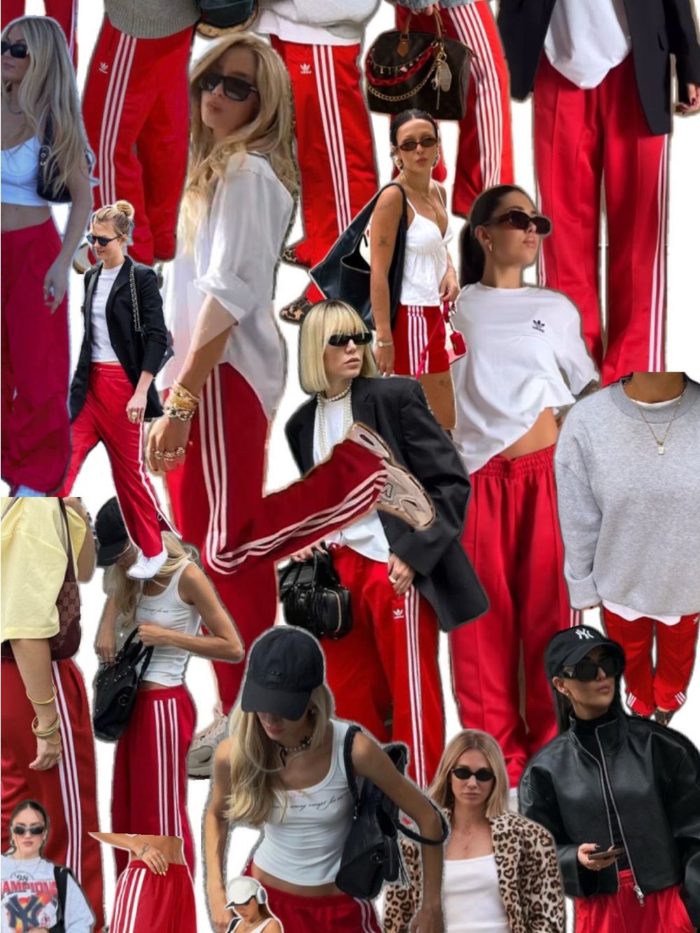 adidas Red Three-Stripe Track Pants size small womens streetstyle europe